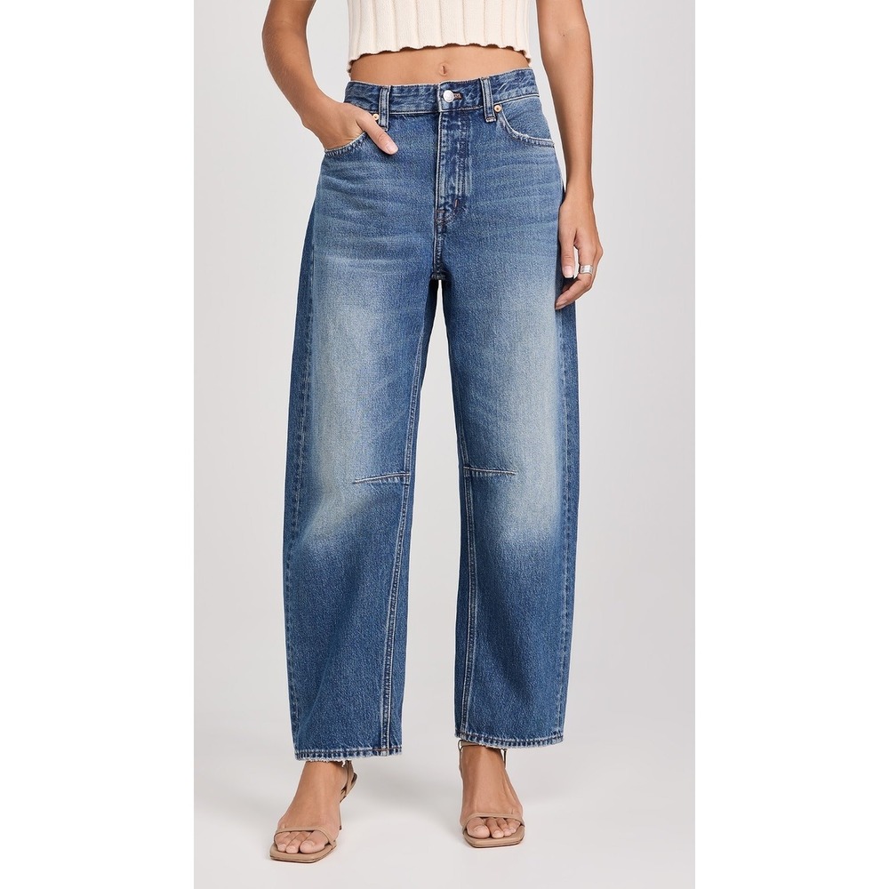 Madewell The Darted Barrel-Leg Jean Blue Medium Wash Denim Sz 28